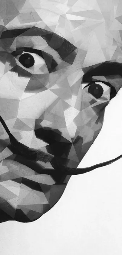 Abstract geometric monochrome portrait wallpaper with a stylized face design.