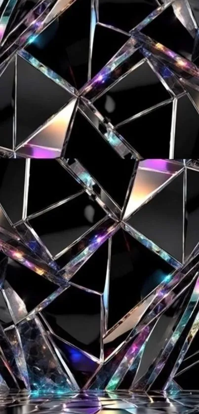 Geometric abstract glass design with colorful reflections and modern style.