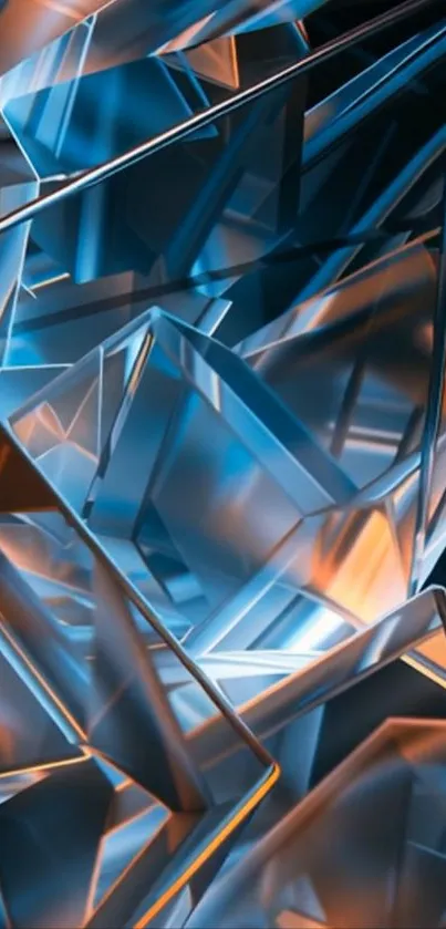 Abstract geometric design with glass and vibrant tones on a mobile wallpaper.
