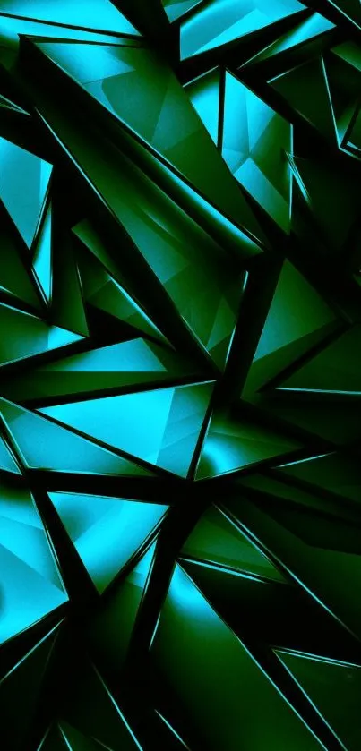 Abstract geometric green wallpaper with sharp shapes