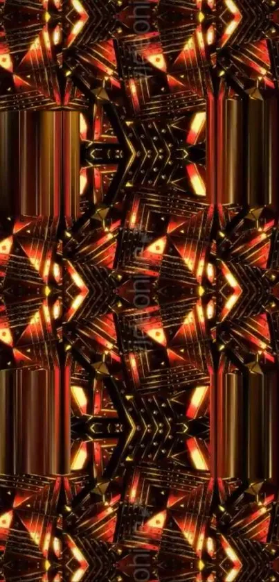 Abstract geometric kaleidoscope pattern wallpaper with warm tones.