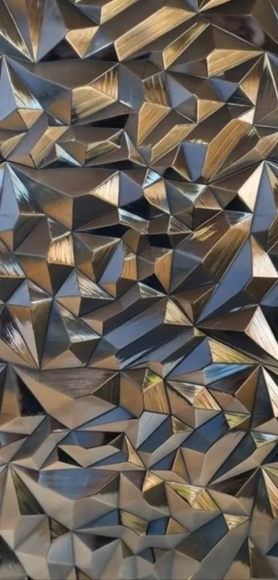 Geometric metallic pattern with abstract design in bronze hues.