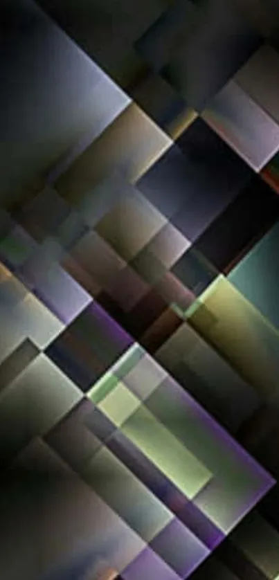 Abstract geometric wallpaper with layered rectangles in dark hues.