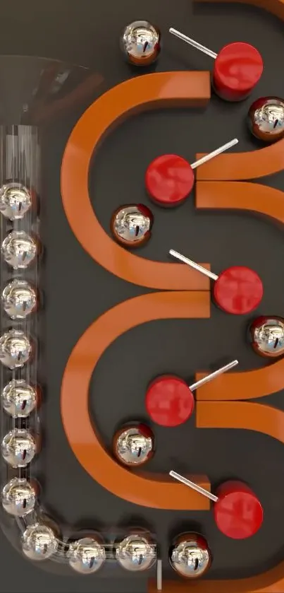 Abstract geometric wallpaper with spheres and curves.