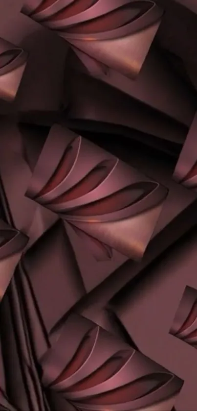 Abstract burgundy geometric wallpaper design.