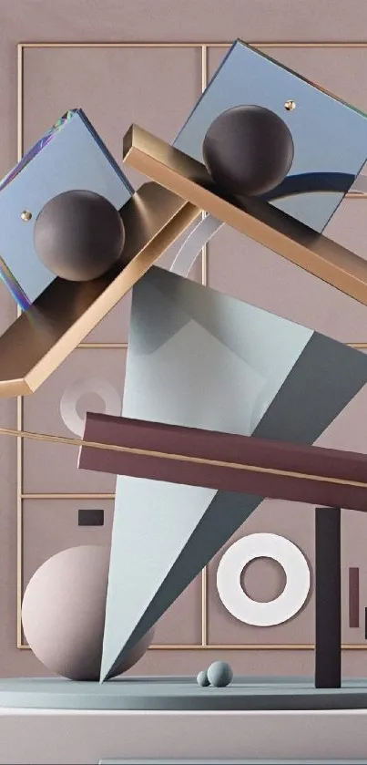 Abstract geometric shapes in muted colors for a modern phone wallpaper.