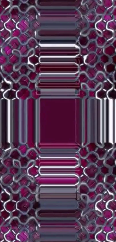 Vibrant abstract geometric phone wallpaper with a purple and silver pattern.