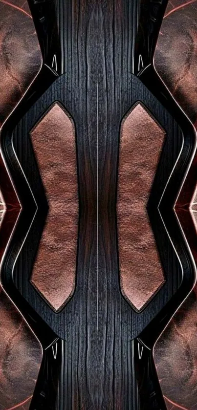 Abstract geometric art in brown tones with symmetrical design.