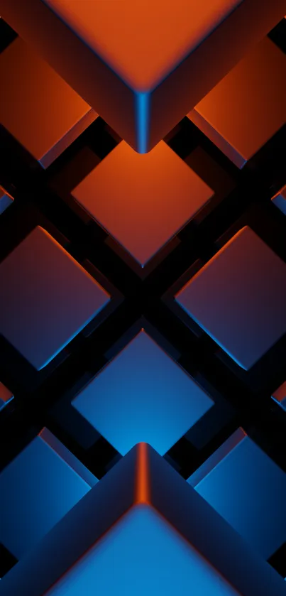 Abstract geometric pattern with orange and blue colors.