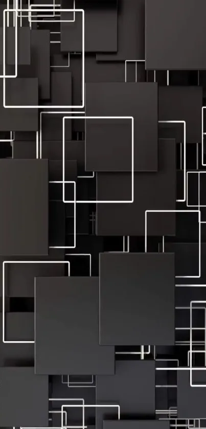 Abstract geometric black wallpaper with white lines.