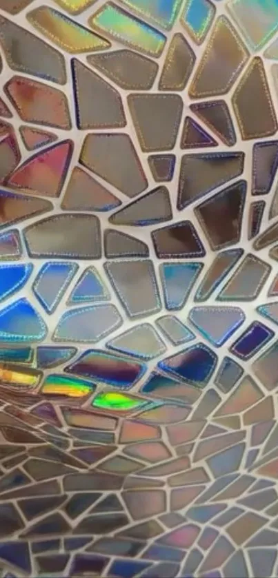 Abstract geometric mosaic art wallpaper with colorful patterns.