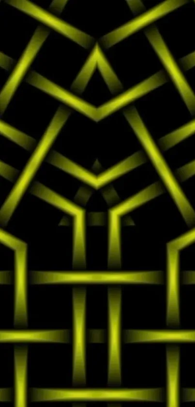 Abstract neon green geometric pattern on a dark background wallpaper.