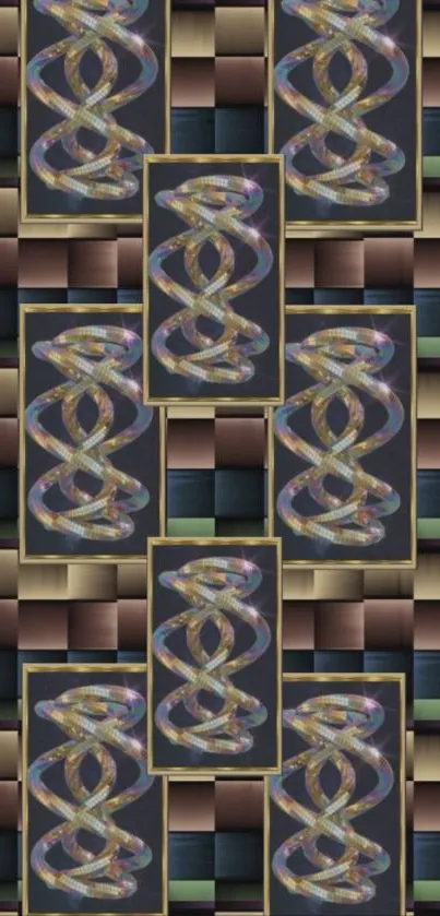 Abstract geometric pattern with gold accents.