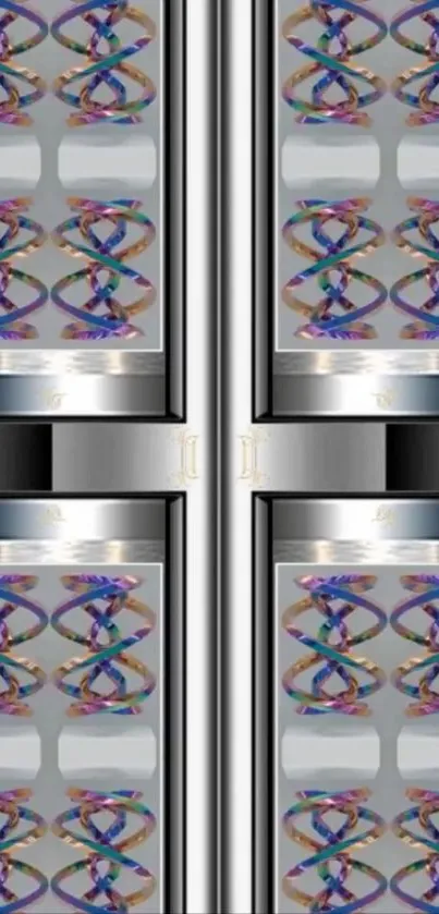 Abstract geometric pattern with colorful loops.