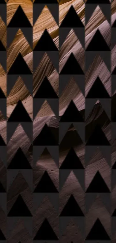 Abstract geometric pattern with earthy tones and bold triangles.