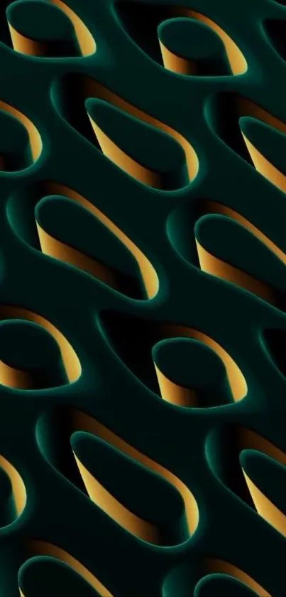 Abstract geometric wallpaper with teal and gold design.