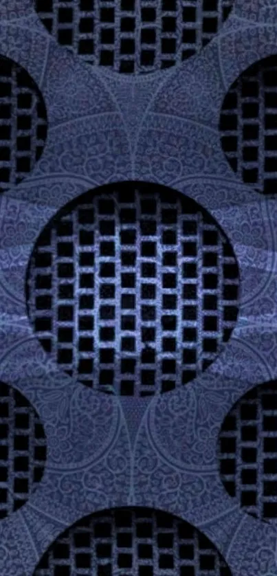 Abstract dark blue geometric pattern wallpaper.