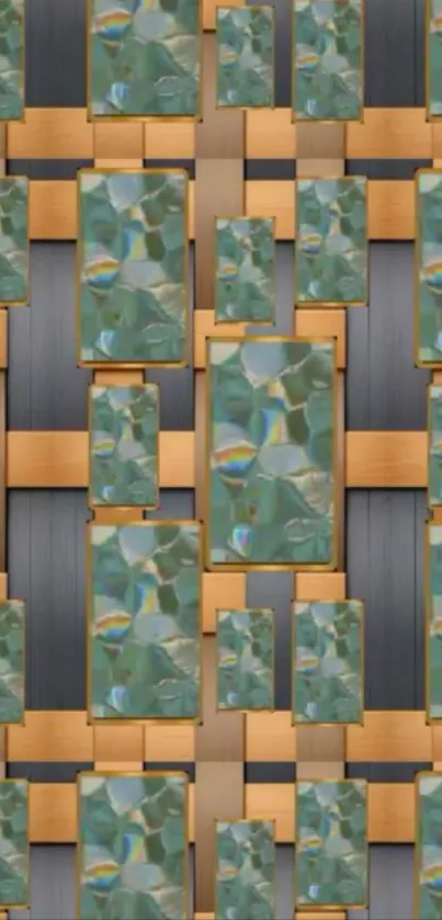 Abstract geometric wallpaper with teal and orange tones.