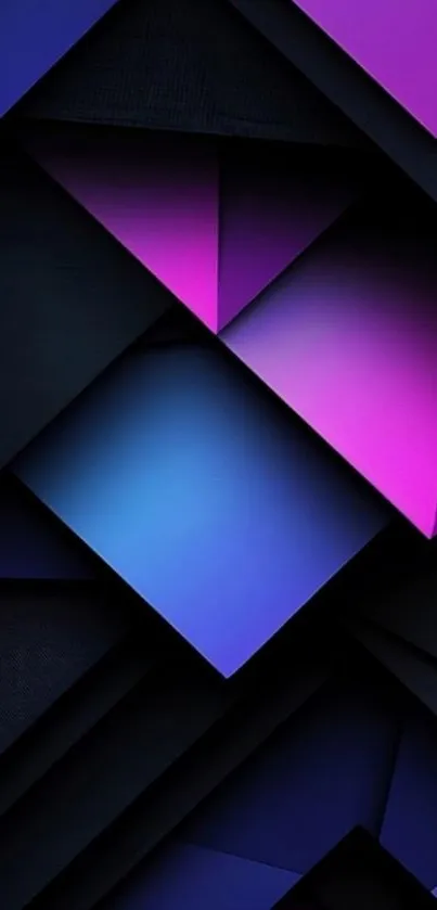 Abstract geometric wallpaper with vibrant blue and pink hues.