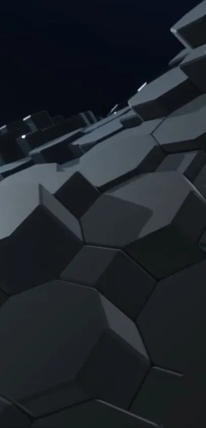 Abstract geometric dark gray hexagonal wallpaper.