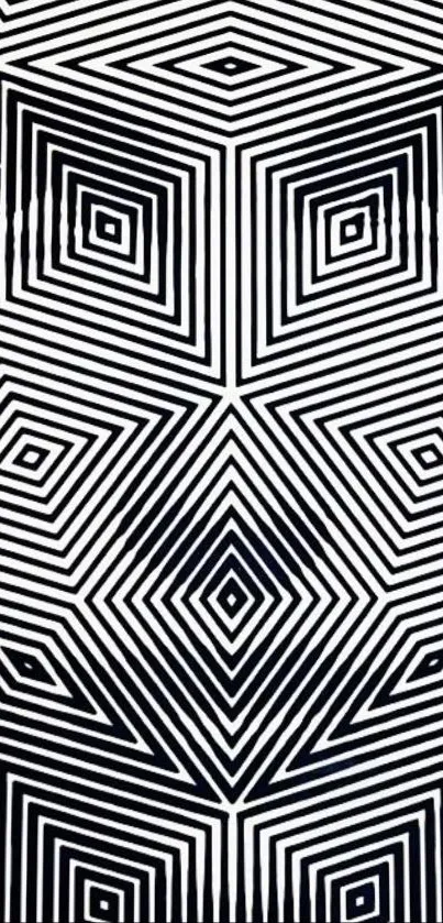 Abstract geometric black and white mobile wallpaper with bold patterns.