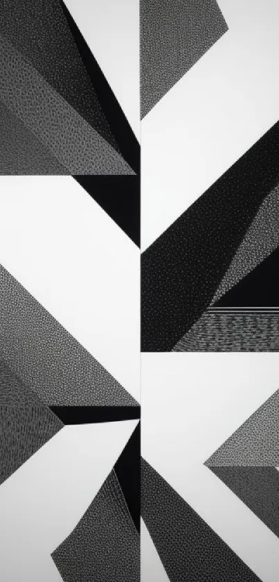 Abstract black and white geometric mobile wallpaper with bold patterns.