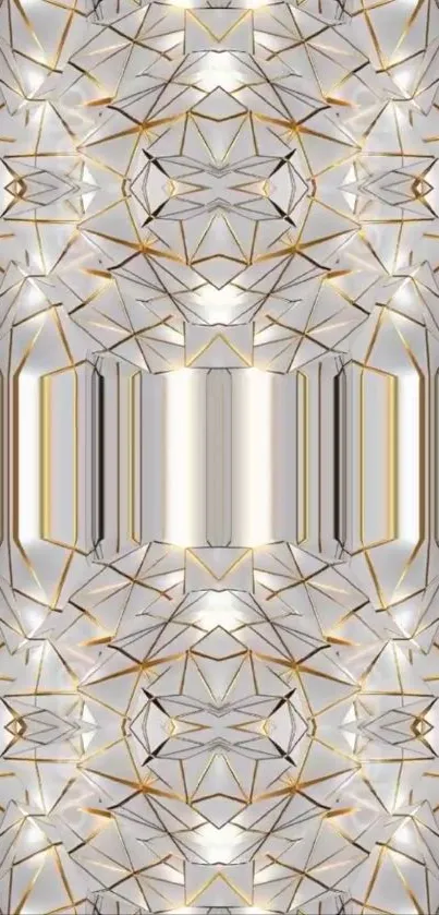 Abstract geometric wallpaper with intricate patterns and metallic accents.