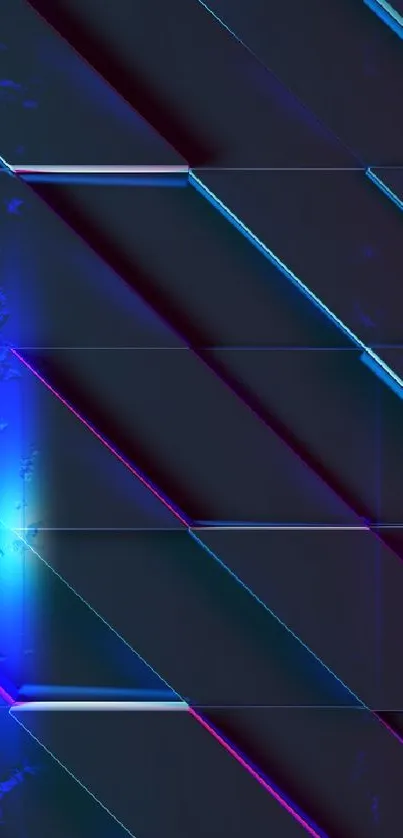 Abstract geometric wallpaper with blue and purple tones.