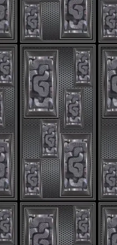 Abstract geometric wallpaper with intricate patterns in gray tones.