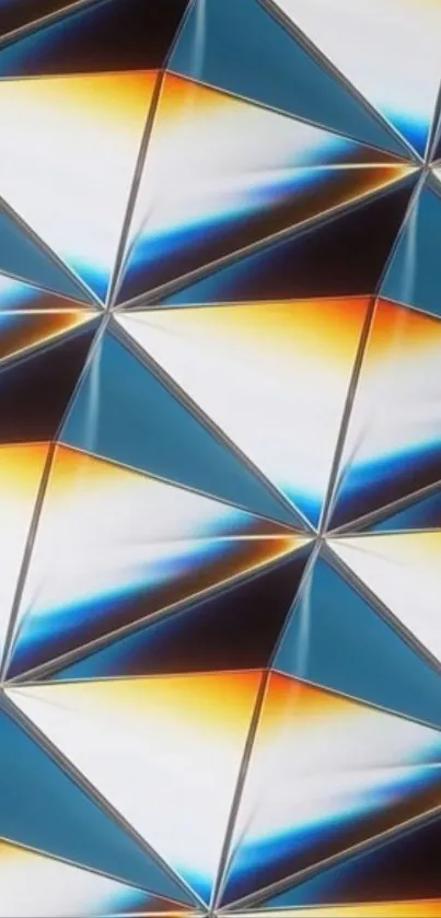 Abstract geometric wallpaper with triangular patterns in vibrant colors.