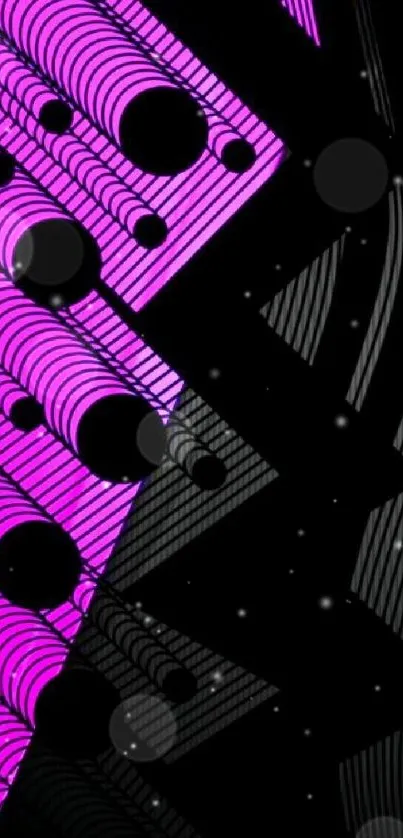 Abstract geometric pink and black wallpaper design.