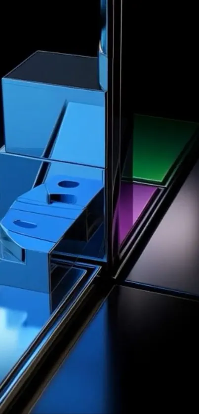 Abstract geometric reflections with vibrant hues.