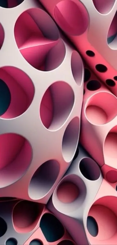 3D geometric abstract wallpaper in pink.