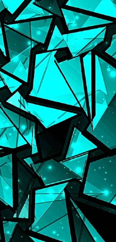 Teal abstract geometric wallpaper with dynamic shapes.