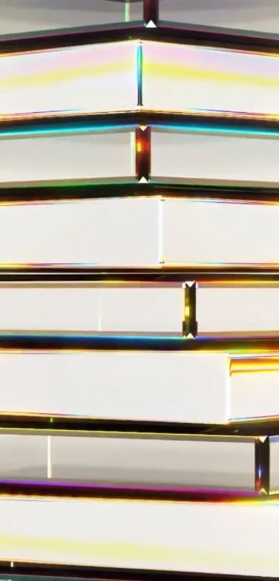 Abstract geometric pattern with layered squares and iridescent highlights.