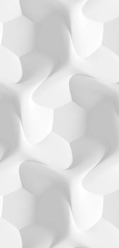 Abstract white wallpaper with geometric 3D pattern, minimalist design.