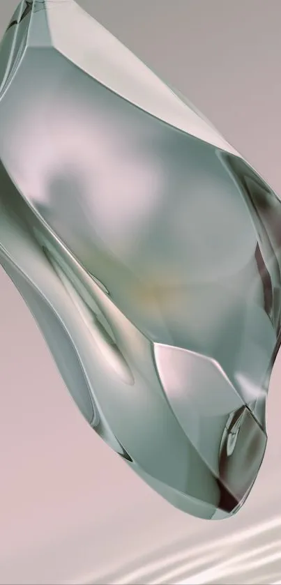 Abstract glass shape on smooth background.