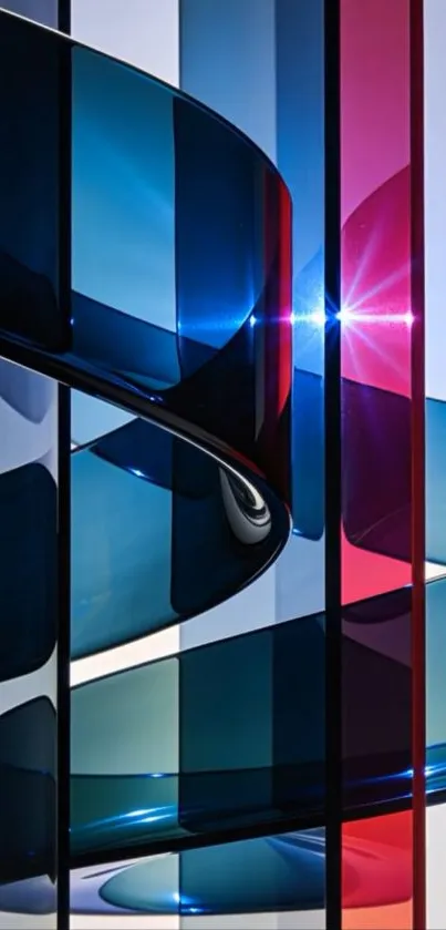 Abstract glass ribbon with vibrant hues