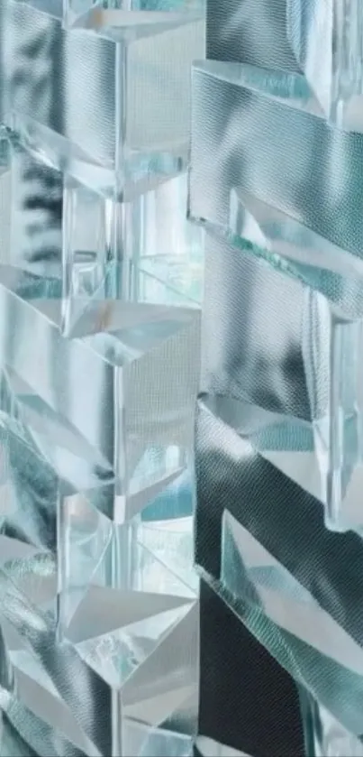 Abstract ice blue glass shapes wallpaper for mobile.