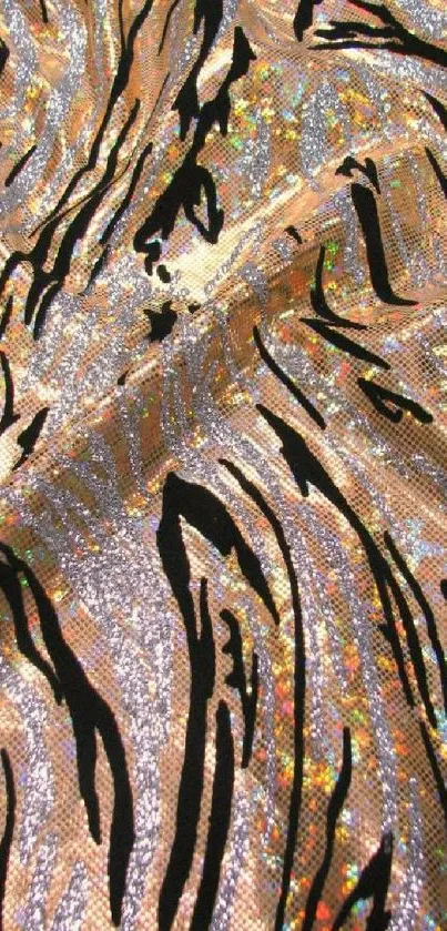 Abstract glitter art wallpaper with flowing patterns.