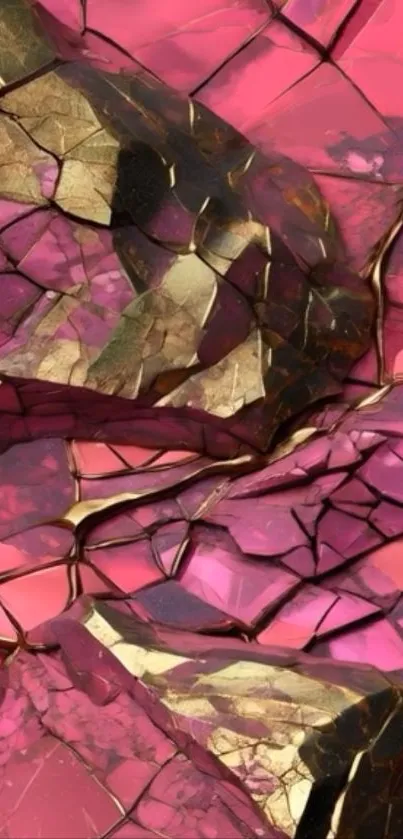 Gold and pink abstract mosaic wallpaper design.