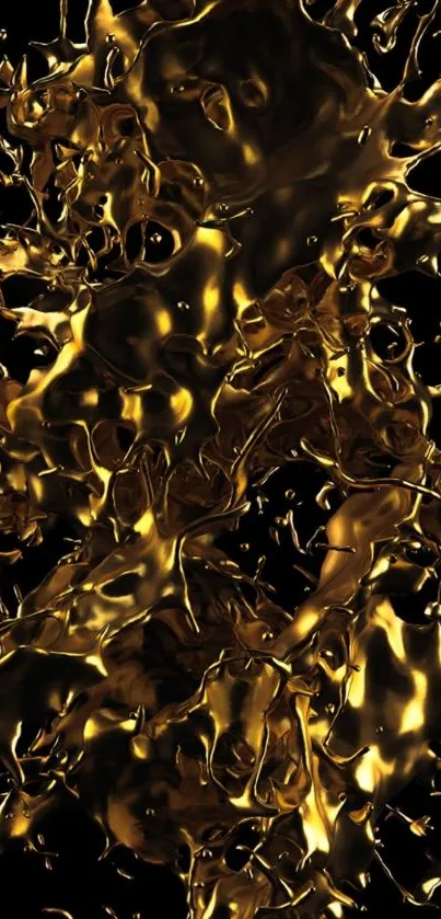 Abstract gold liquid pattern wallpaper for elegant mobile screens.