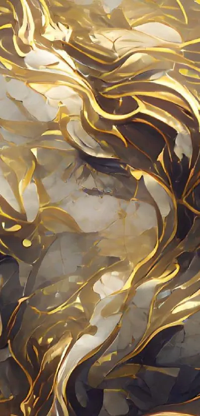 Abstract golden flow phone wallpaper with swirling design.