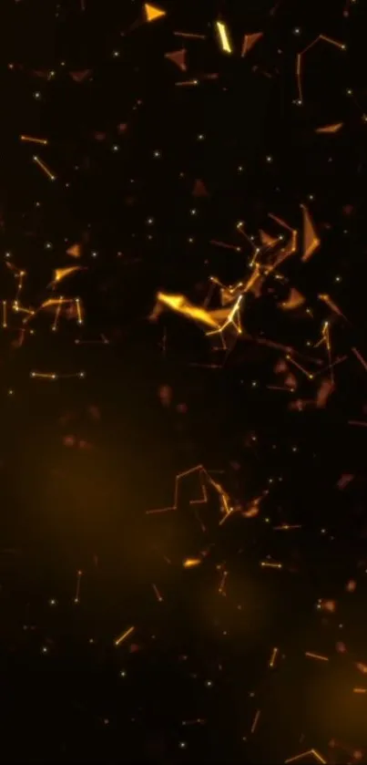 Dynamic abstract wallpaper with golden particles on a dark background.