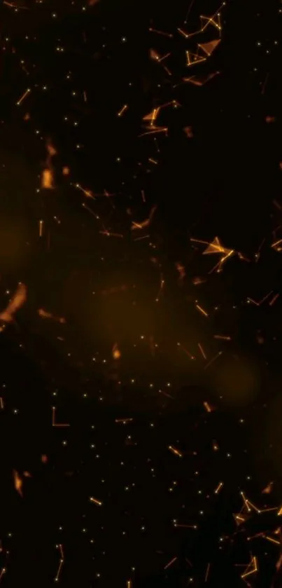 Abstract wallpaper with golden sparkles on a dark brown background.