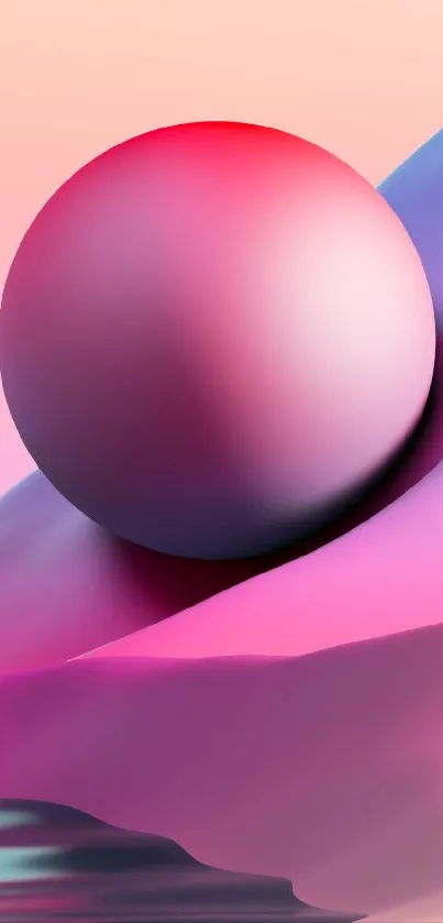 Vibrant abstract wallpaper with 3D sphere and pastel gradients.