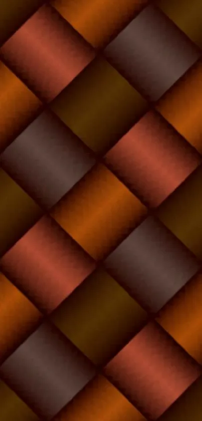 Abstract orange and brown gradient square pattern wallpaper for mobile phone.