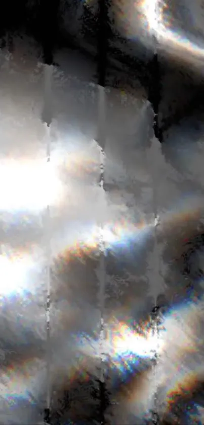 Vibrant abstract grayscale waves with hints of color on a mobile wallpaper.