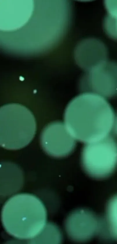 Elegant green bokeh wallpaper with soft, out-of-focus light circles.