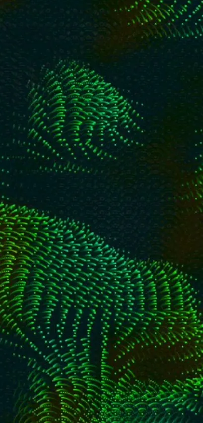 Abstract green vortex digital wallpaper design.